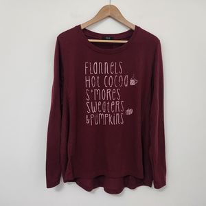 MODERN CANVAS Women's Burgundy Long Sleeve Graphic Print Sweatshirt Size 2XL